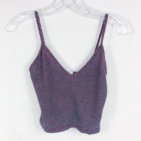 Brandy Melville Tops - ! John Galt | Red Blue Striped Crop Top Tank Top